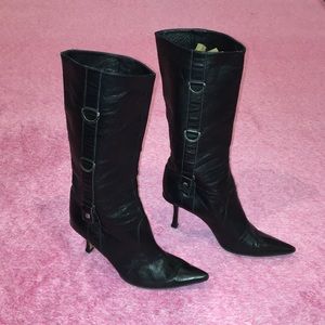 Jimmy Choo Tall Black Leather Boots Size 37